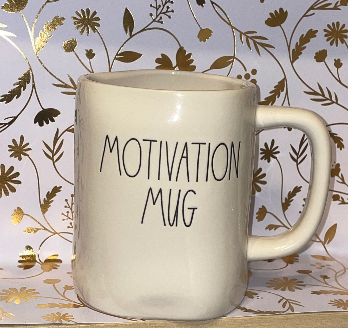 Rae Dunn Motivation Mug White with Black Lettering