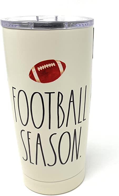 Rae Dunn Football Season Tumbler Red Football With Black Lettering