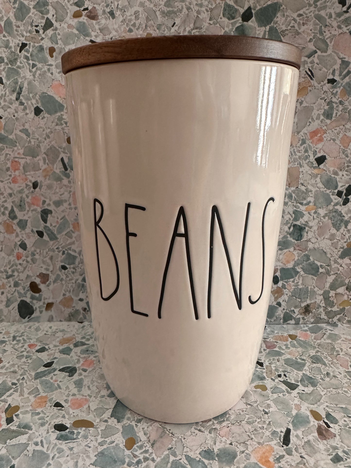 Rae Dunn Beans Slim White Canister