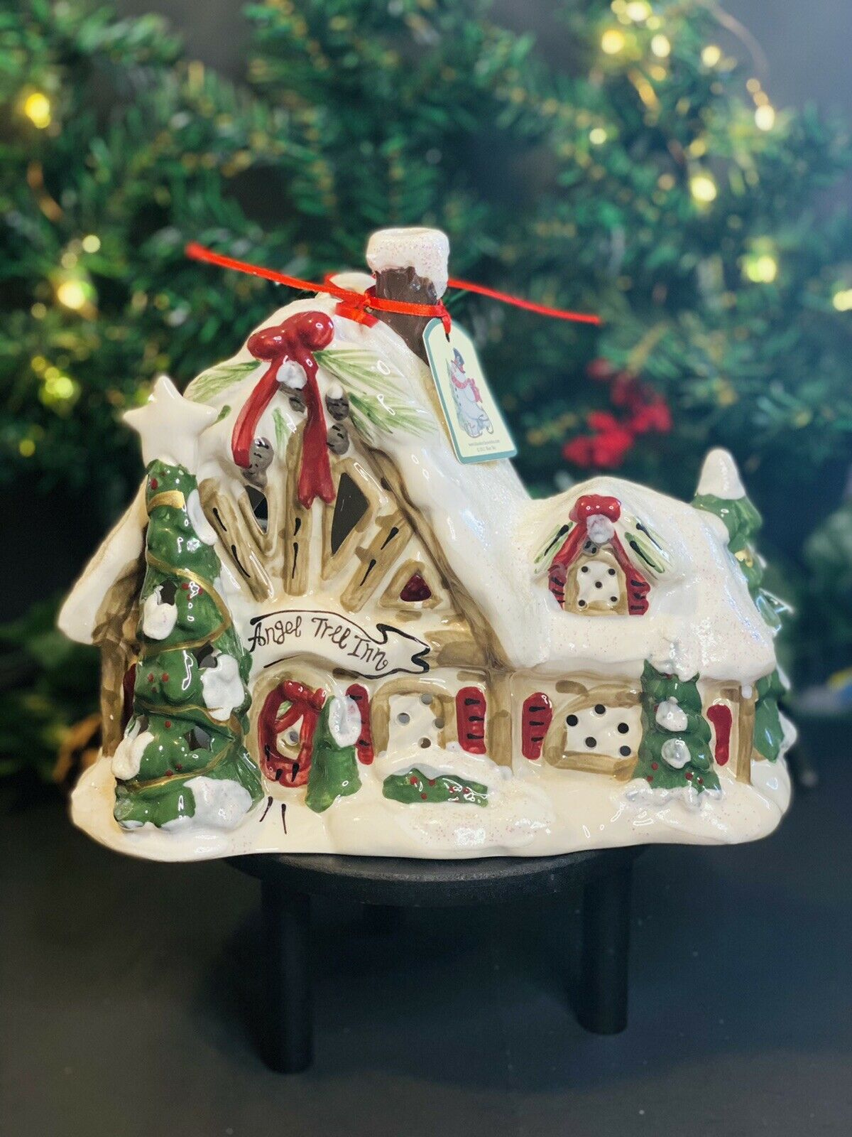 "Blue Sky" Angel Tree Inn Ceramic Candle House