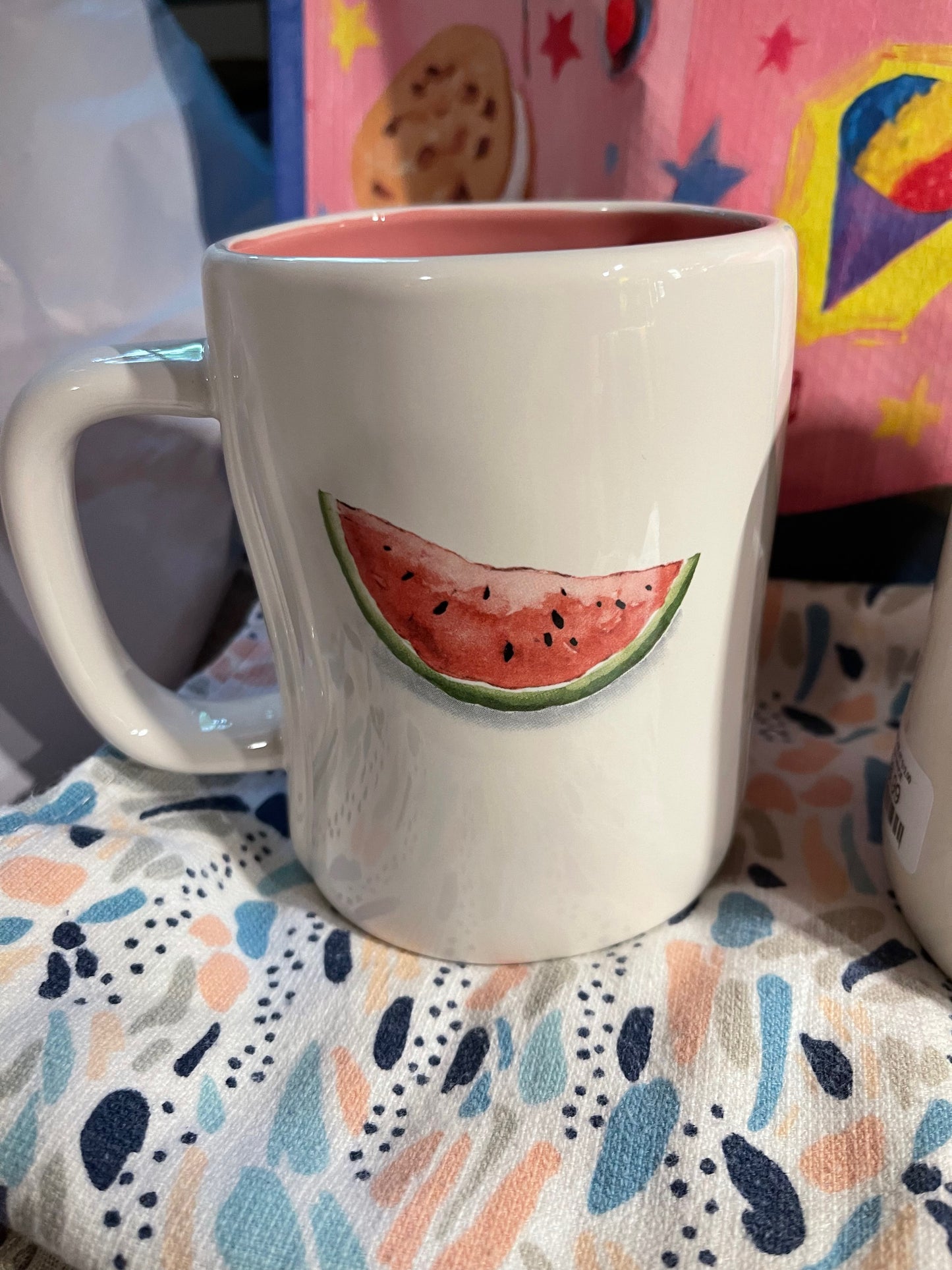 Rae Dunn One in a Melon with Pink inside and image of watermelon slice on back