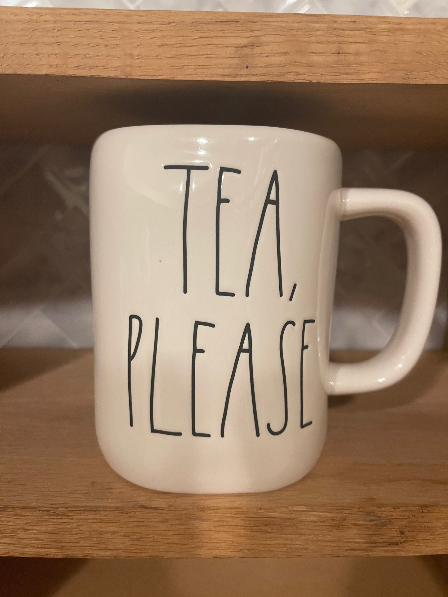 Rae Dunn Tea, Please White with Black Lettering