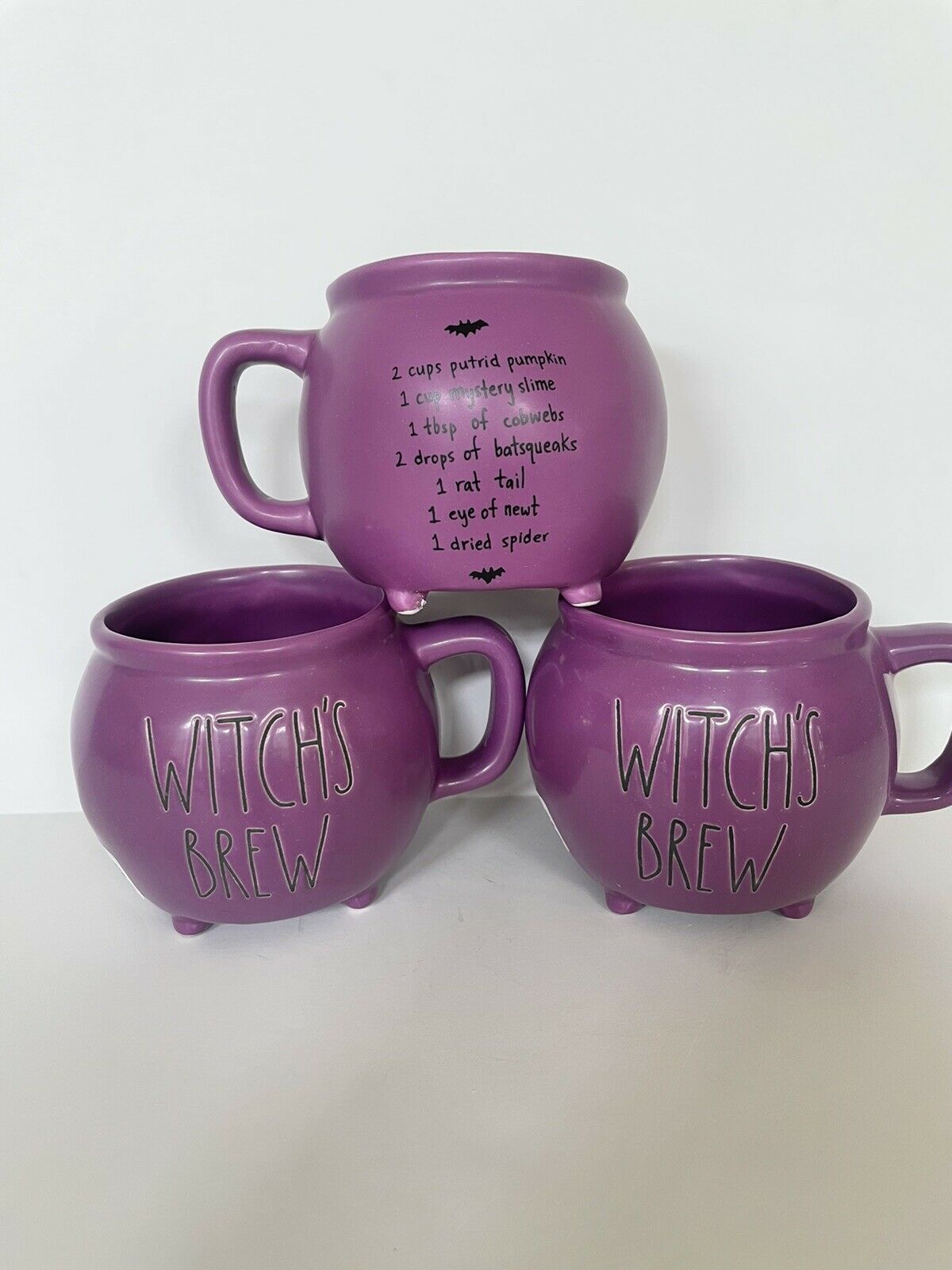 Rae Dunn Witch's Brew Cauldron Purple with Recipe on Back