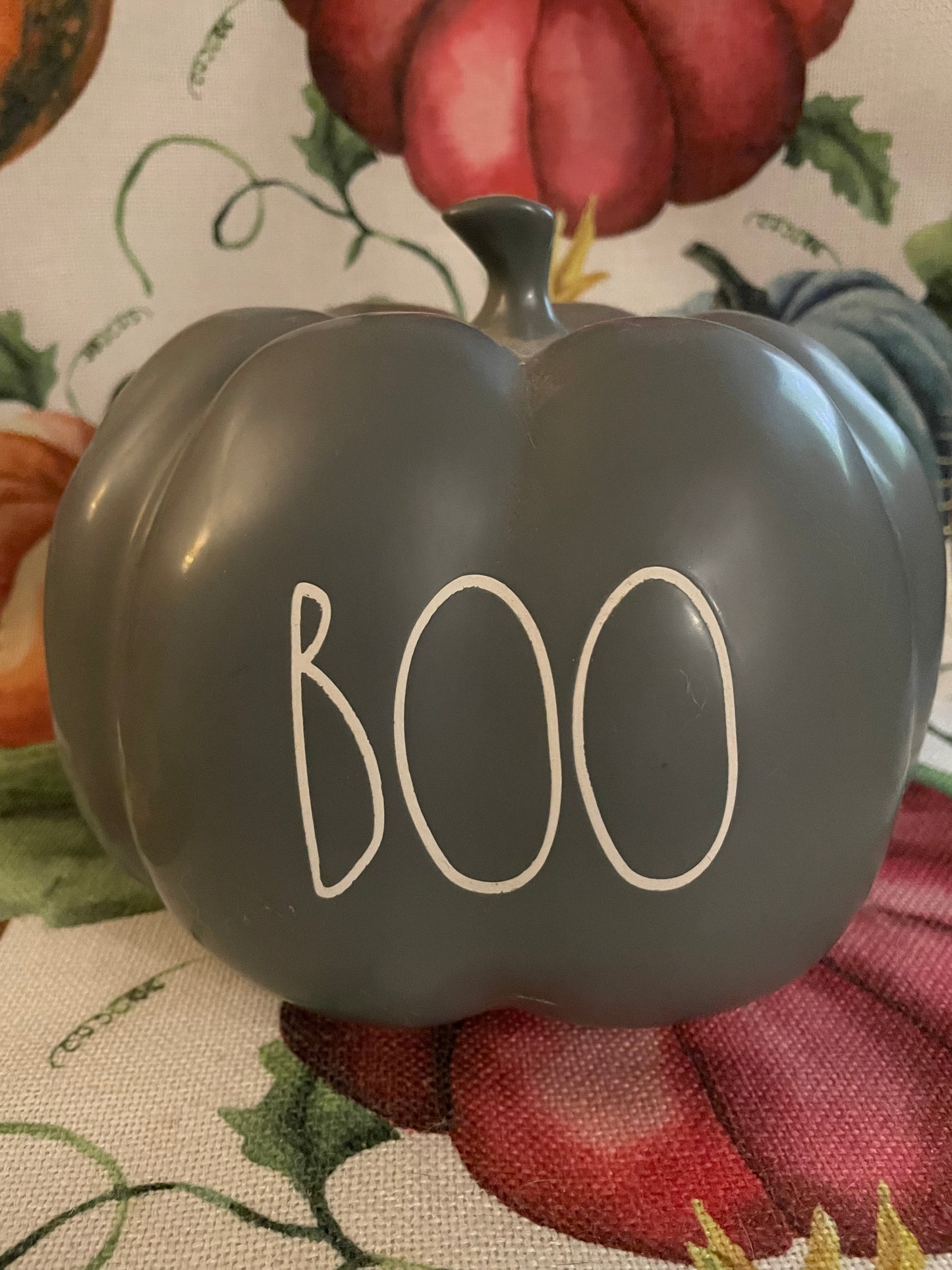Rae Dunn gray Boo Pumpkin