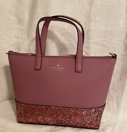 Kate Spade Ina satchel in dust peon with glittery bottom