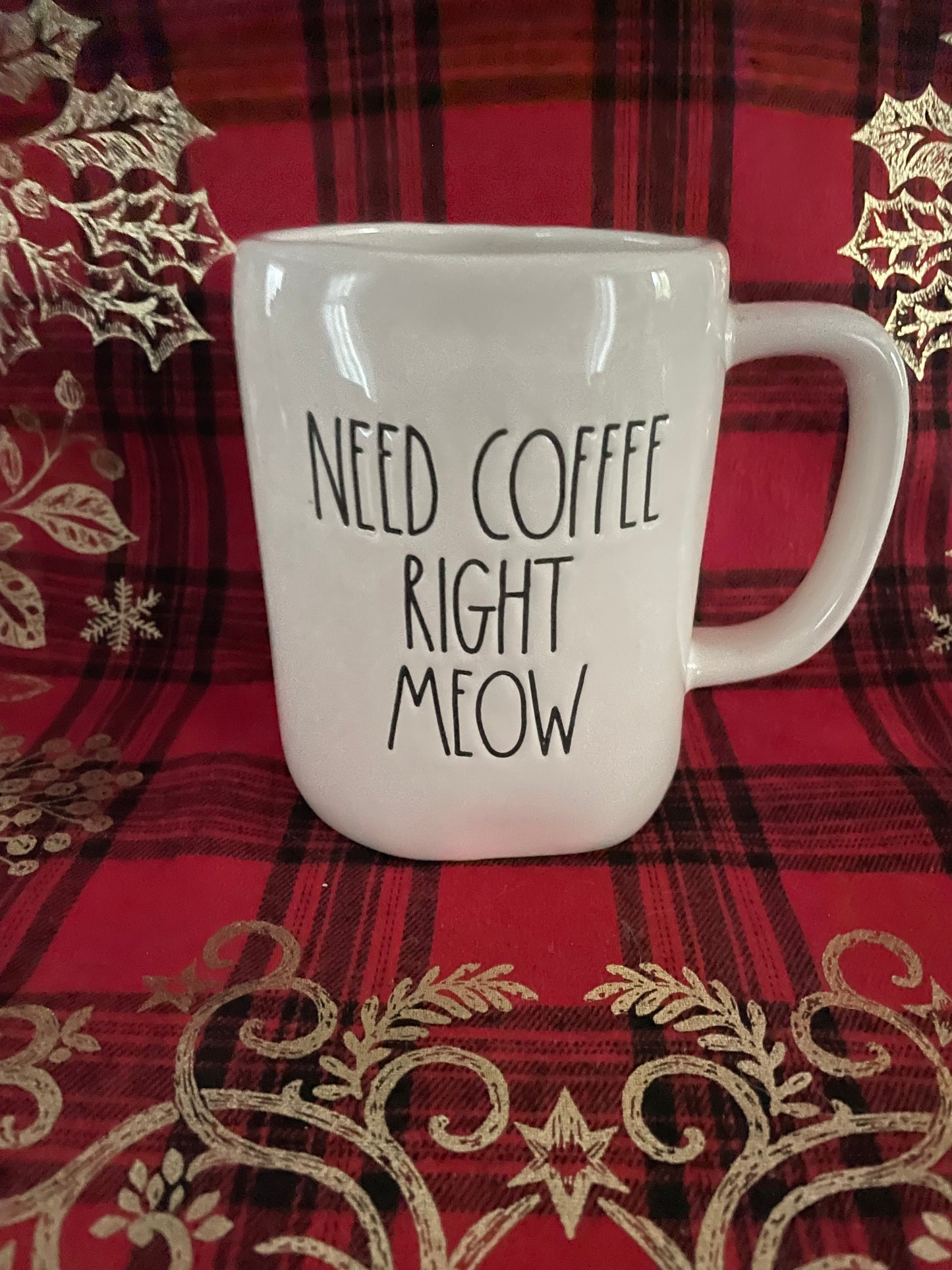 Rae Dunn Need Coffee Right Meow mug
