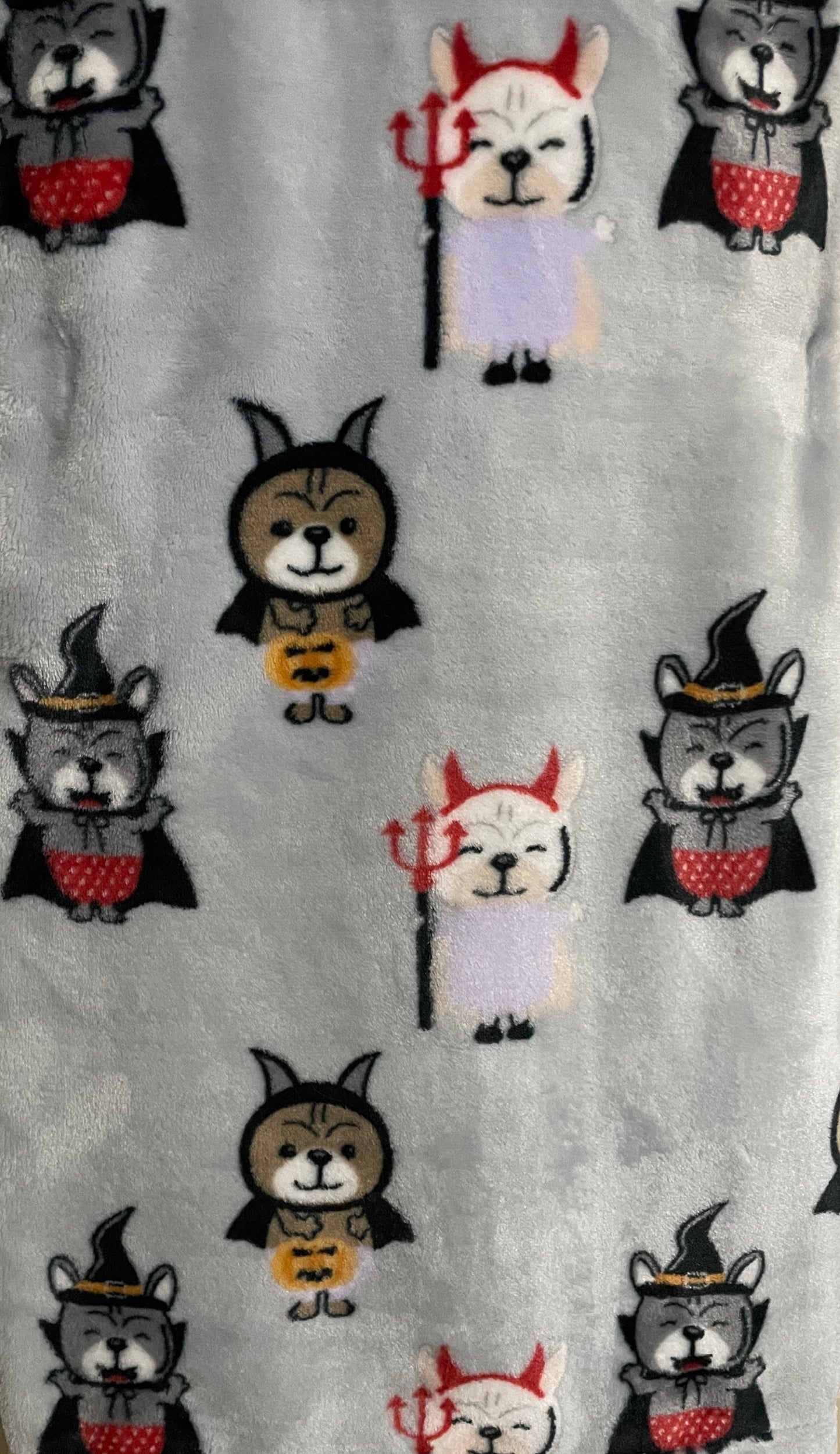 Trick or Treat grey with dogs throw