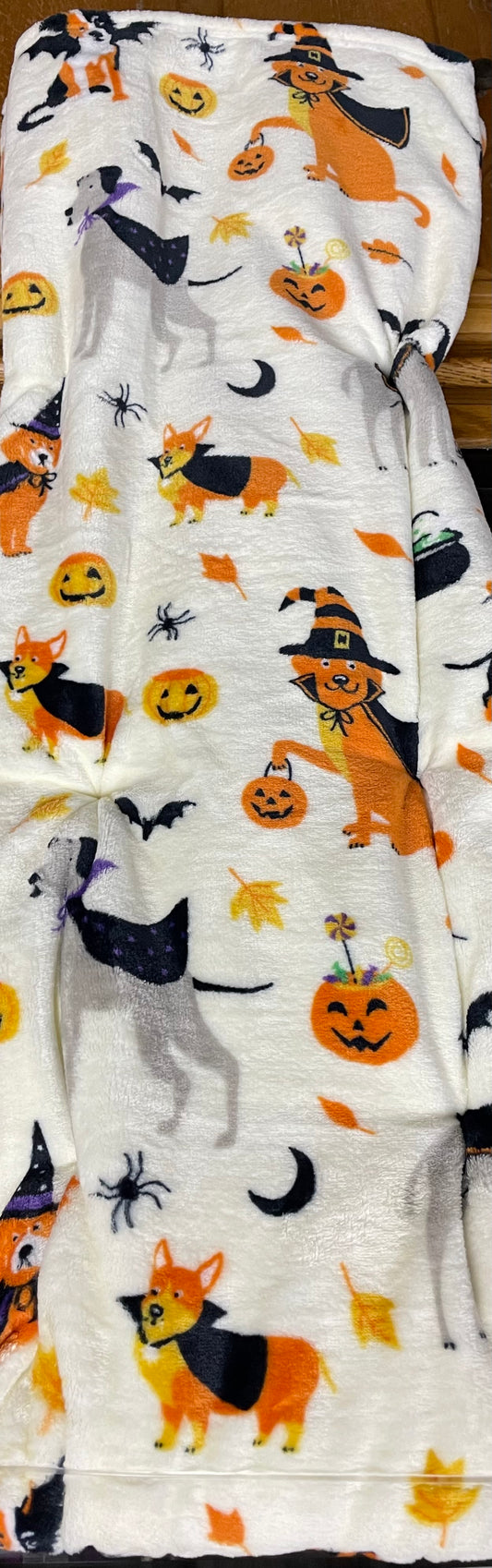 Trick or Treat Halloween throw with dogs