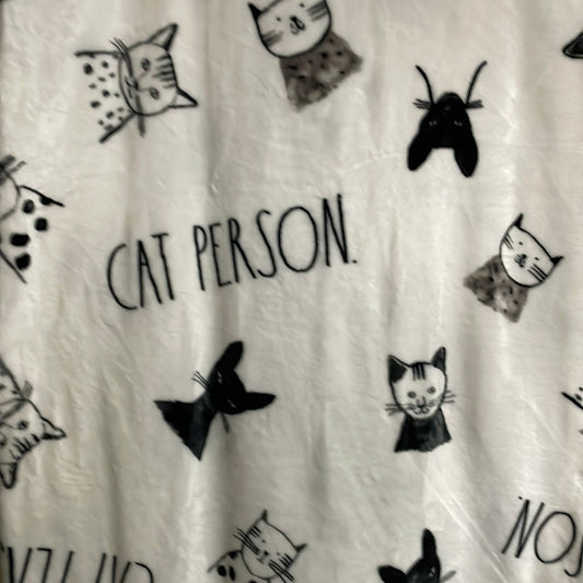 Rae Dunn black & white Cat Person throw