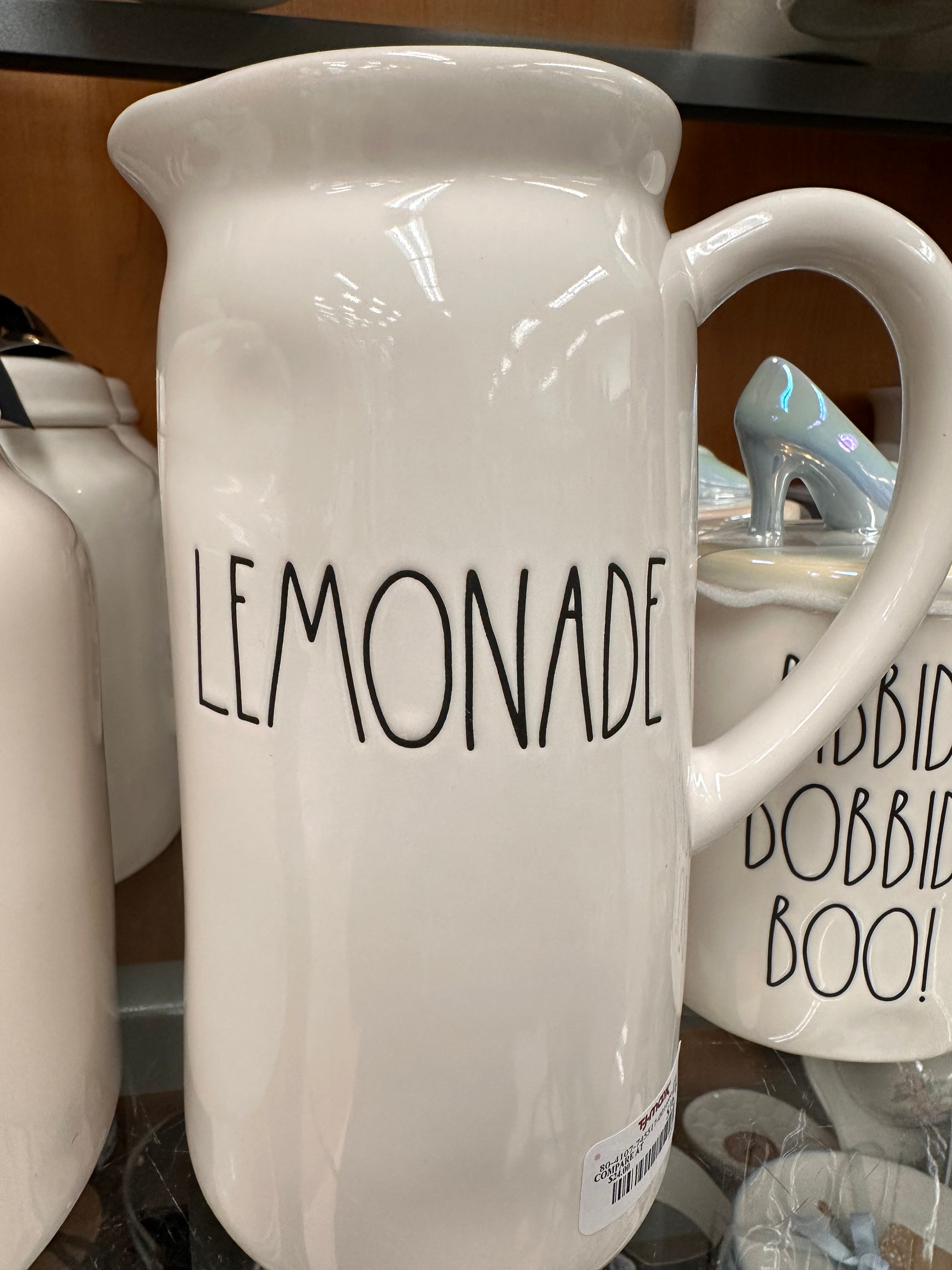 Rae Dunn Lemonade White Pitcher with Black Lettering