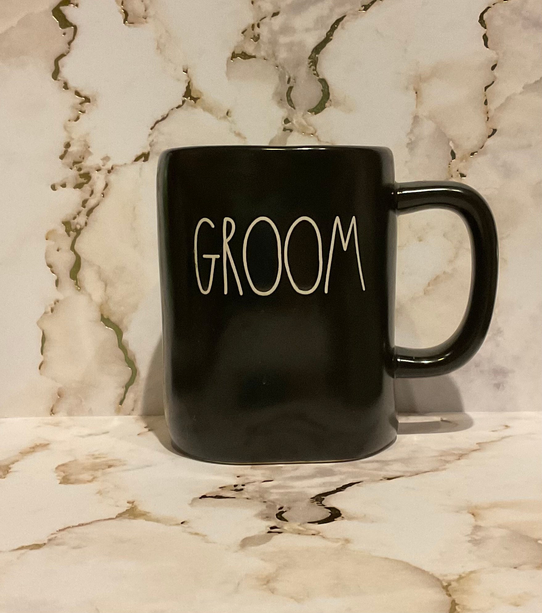 Rae Dunn Groom Black with White Lettering