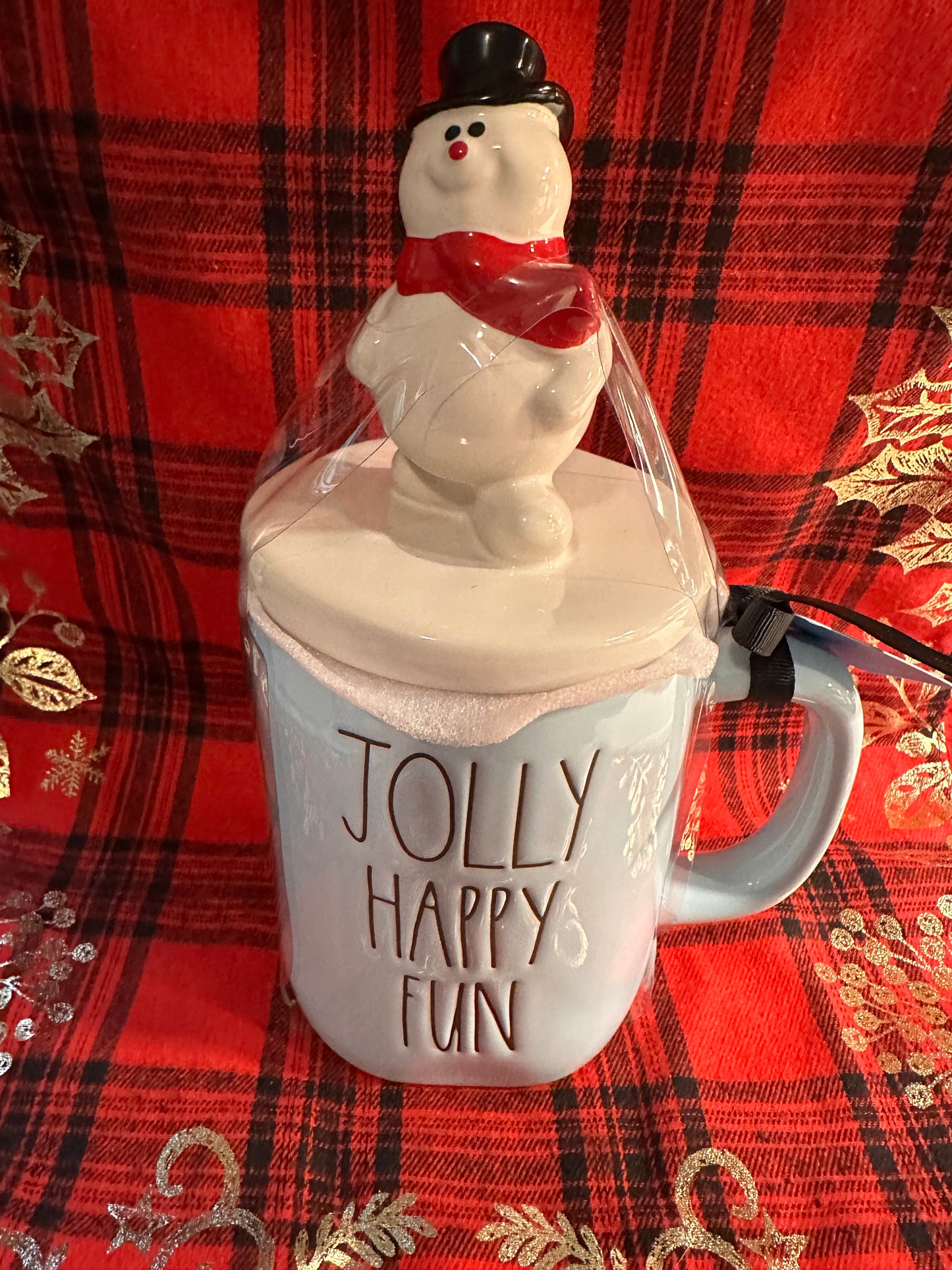 Rae Dunn Frosty The Snowman Jolly Happy Fun Topper Mug 