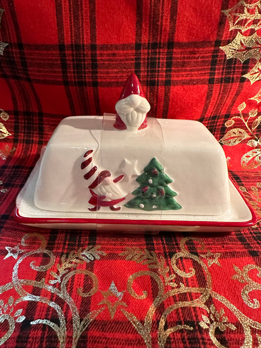 Peppermint and Pine Gnome Butter Dish