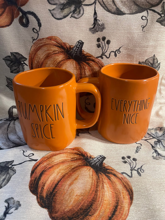 Rae Dunn Pumpkin Spice and Everything Nice Two Sided with Black Lettering