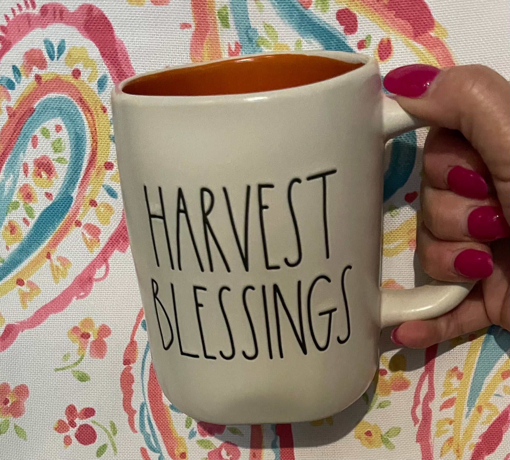 Rae Dunn Harvest Blessing Orange Inside and Pumpkin Image on Back