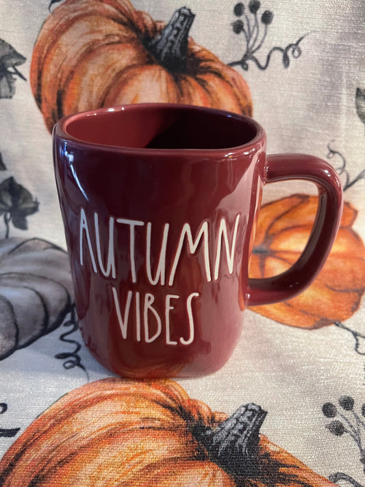 Rae Dunn Autumn Vibes Cranberry with White Lettering