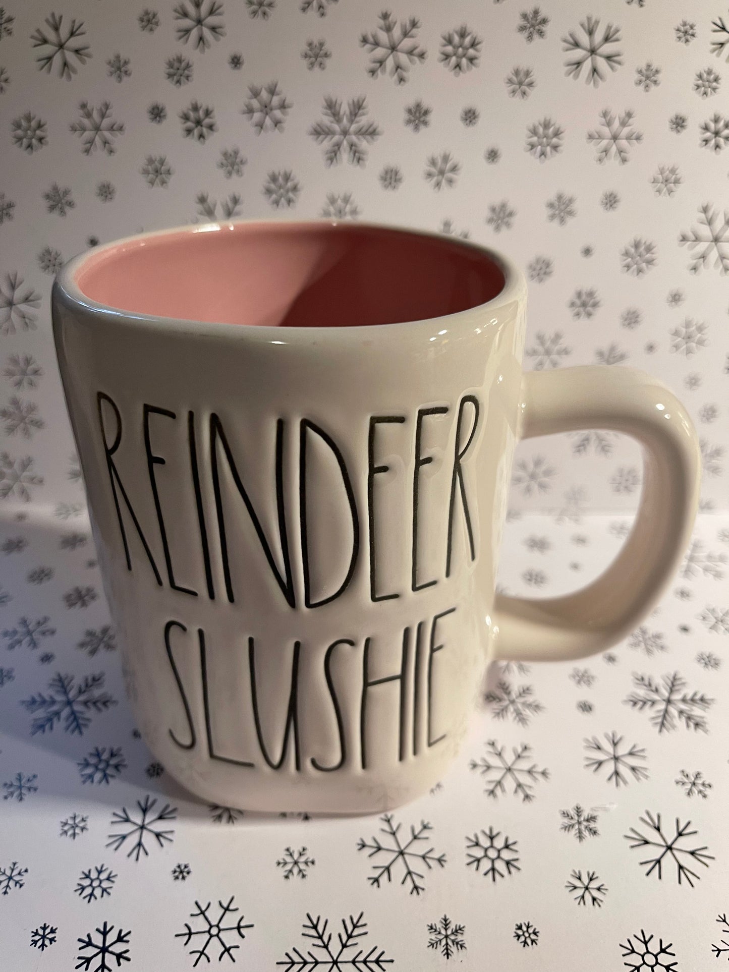 Rae Dunn Reindeer Slushie Pink Inside and White Lettering