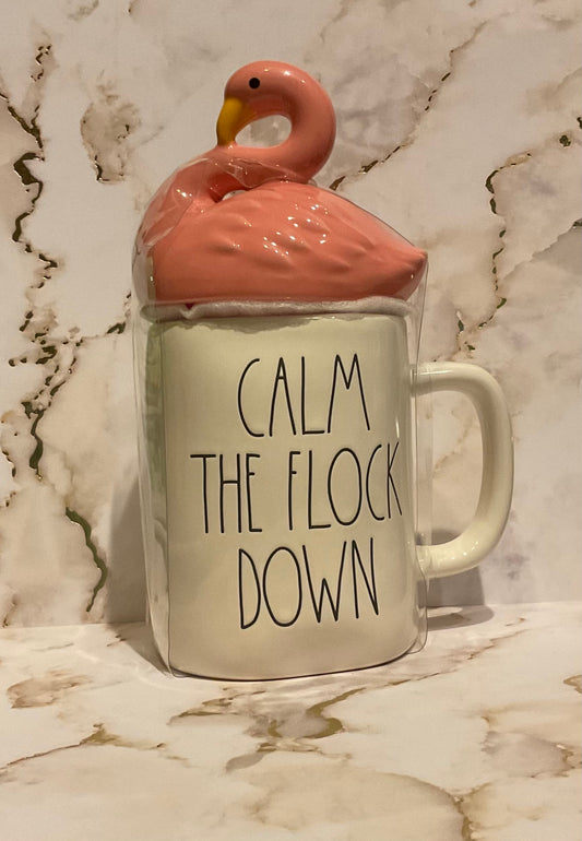 Rae Dunn Calm The Flock Down Pink Flamingo Topper 