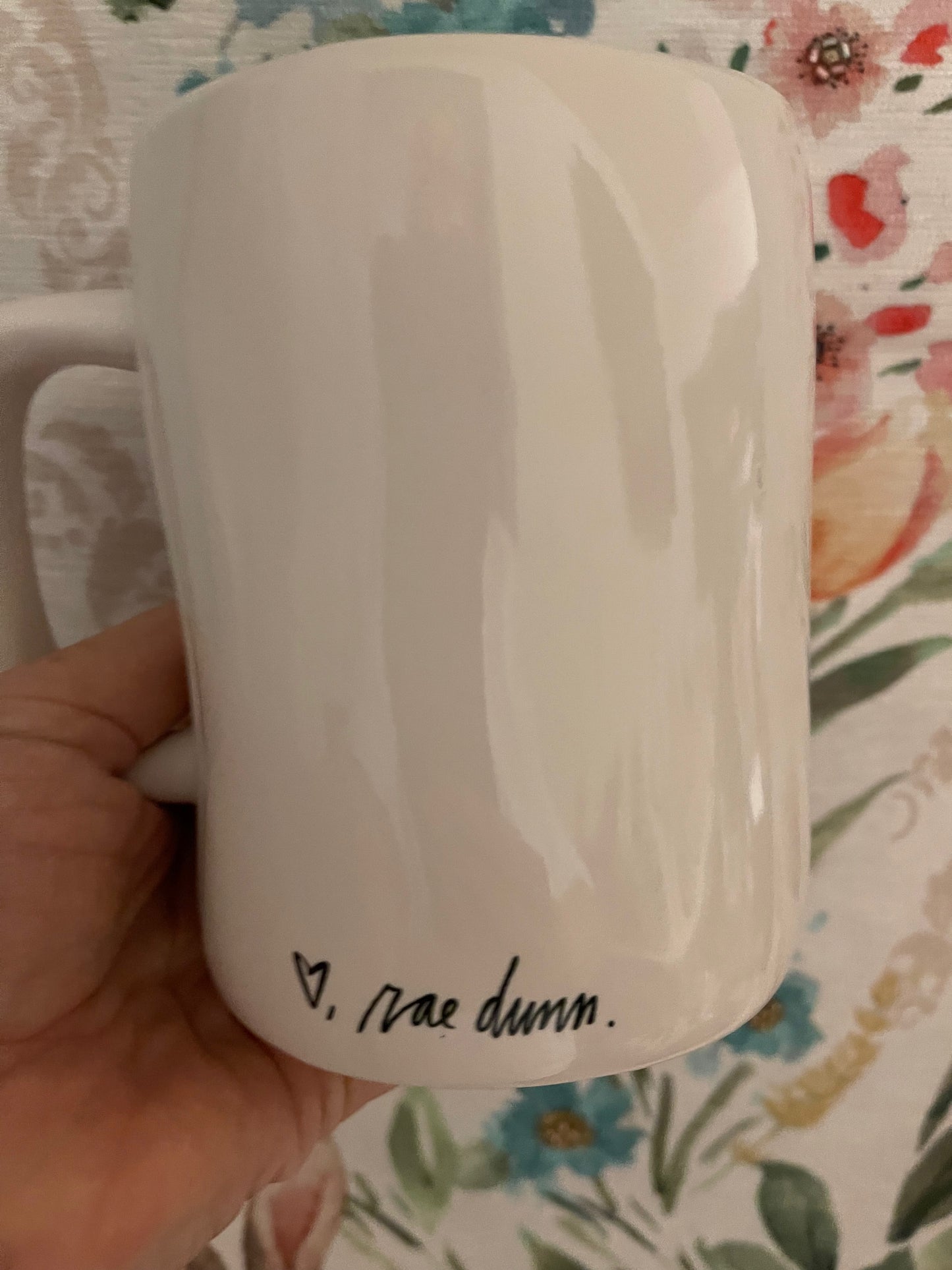 Rae Dunn White Mug with Rae Dunn Signature on Back of Much