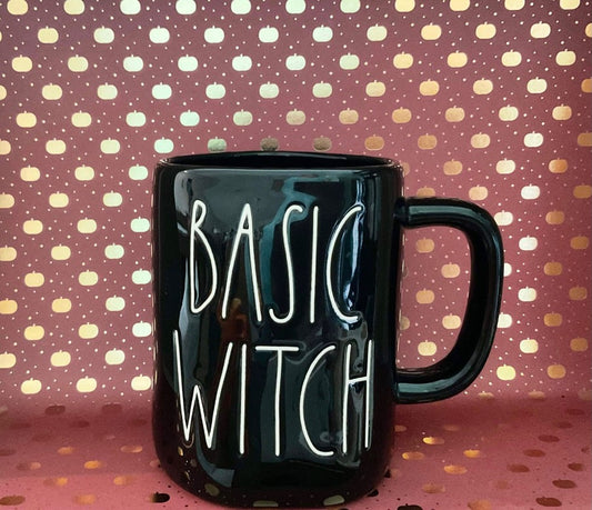 Rae Dunn Basic Witch Black with White Lettering