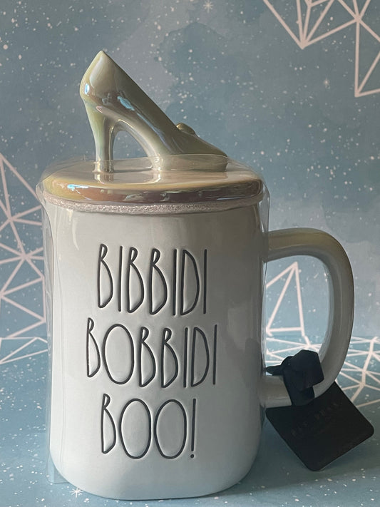 Rae Dunn Disney Bibbidi Bobbidi Boo! Blue Iridescent Slipper topper Mug