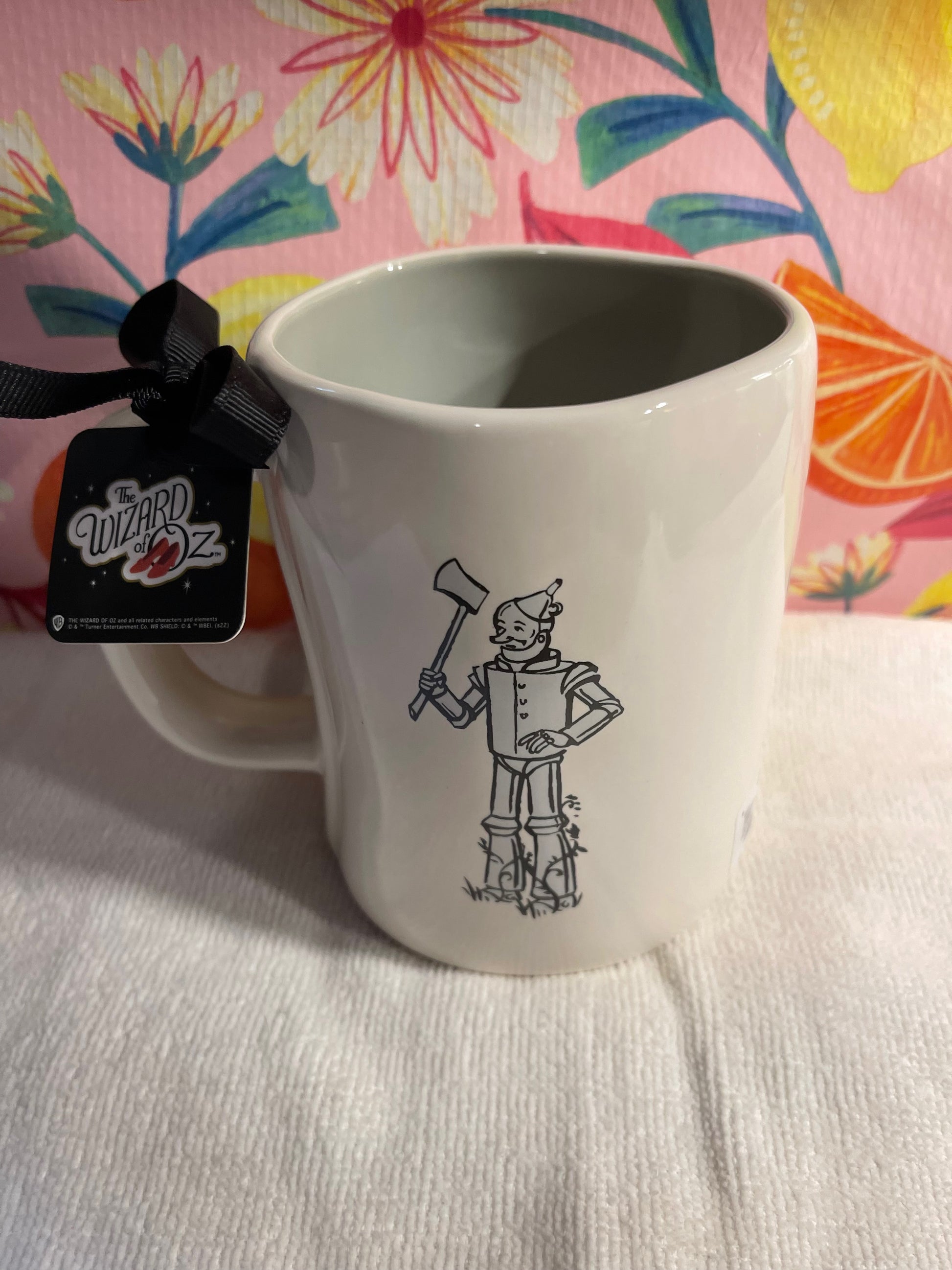 Rae Dunn Wizard of Oz Big Hearted White Cup with Image of Tin Man on Back