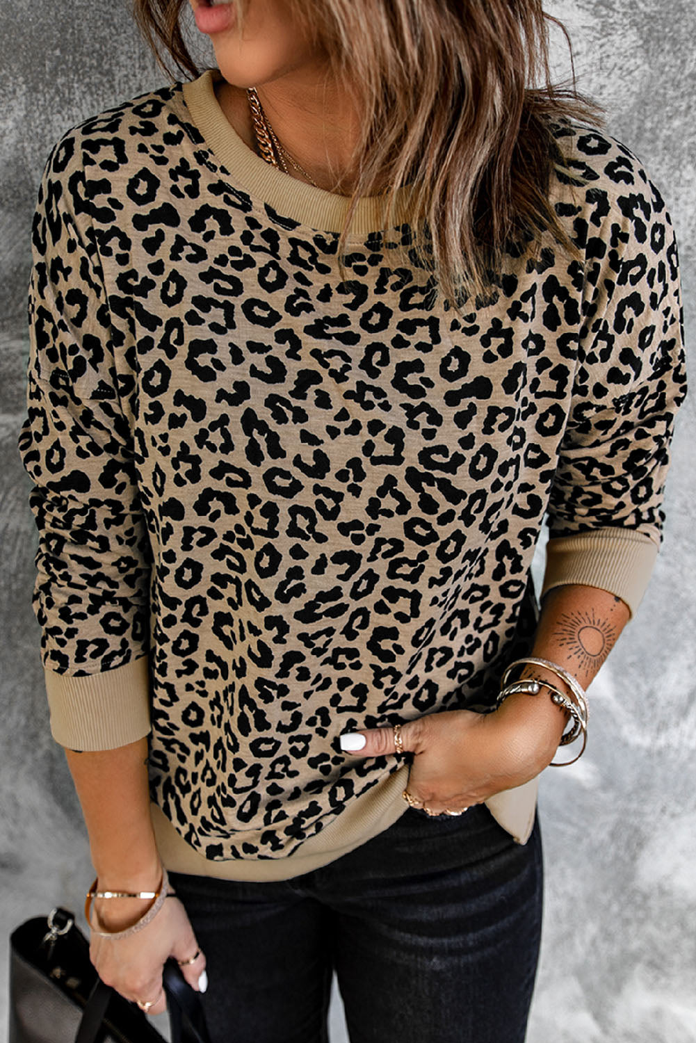 Women's Leopard Print Pull Over Shirt