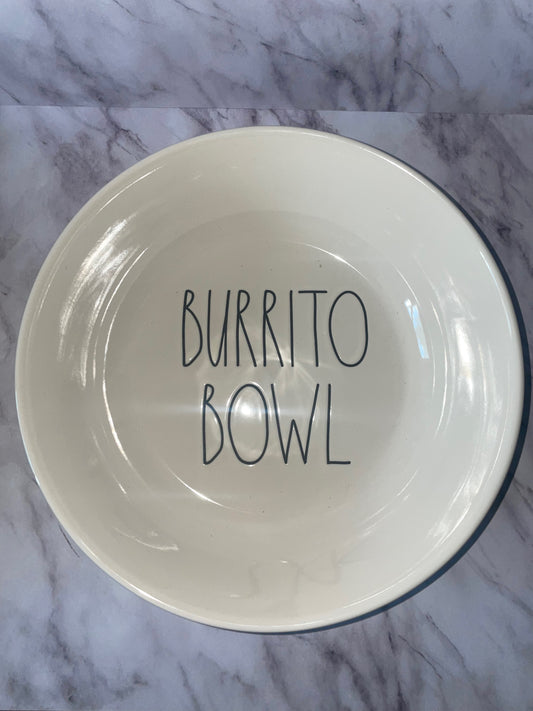 Rae Dunn Burrito Bowl White Bowl with Black Lettering