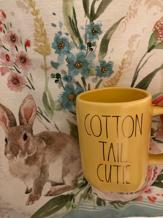 Rae Dunn Yellow Cotton Tail Cutie with Gold Lettering