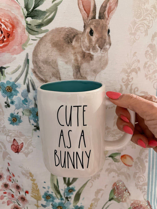 Rae Dunn Cute As A Bunny with Blue Inside Mug