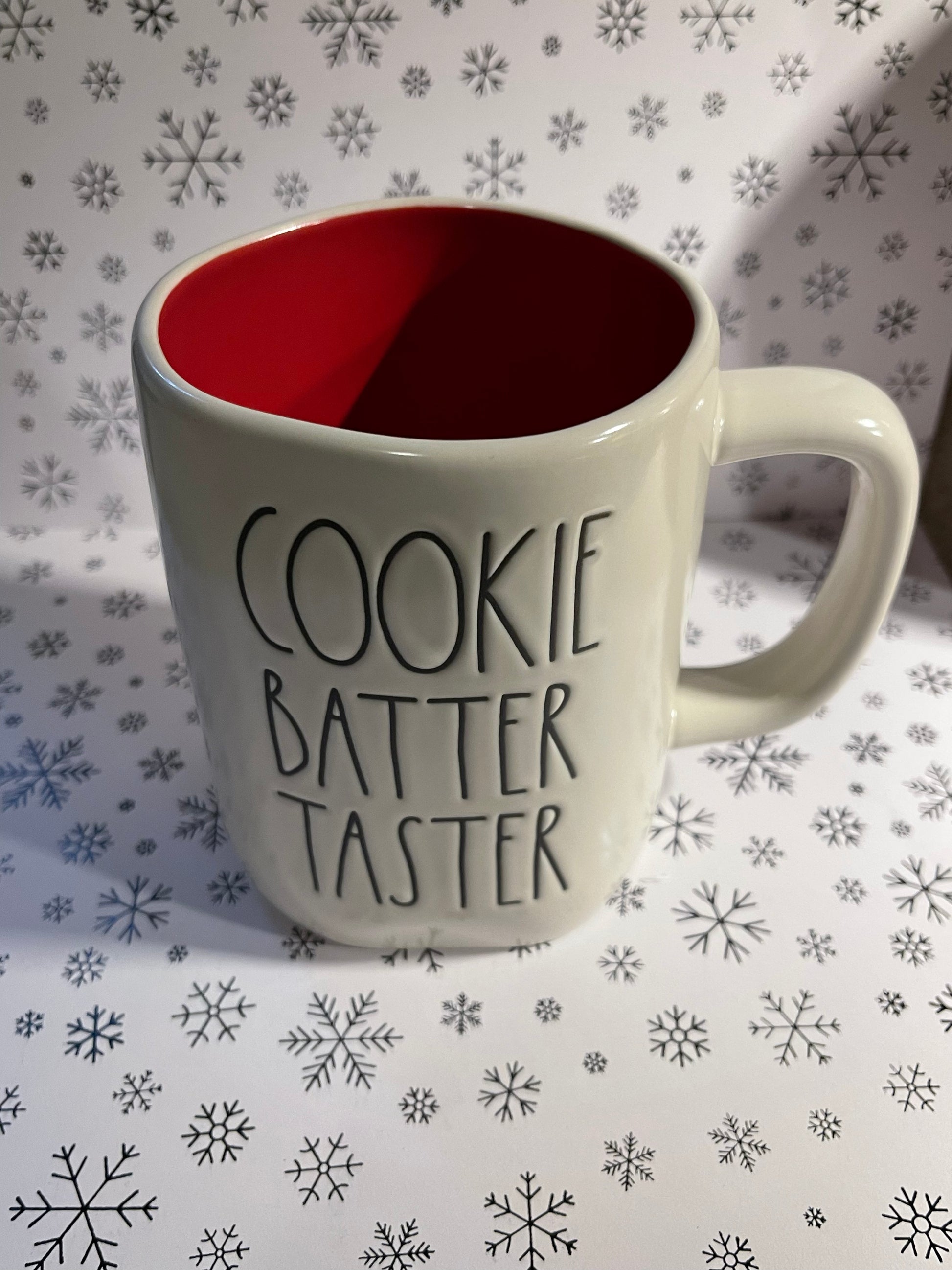 Rae Dunn Cookie Batter Taster Red Inside and White Lettering 