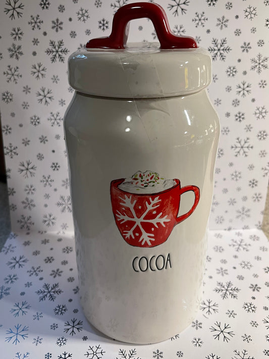 Rae Dunn Cocoa Canister White with Red Cocoa Cup 