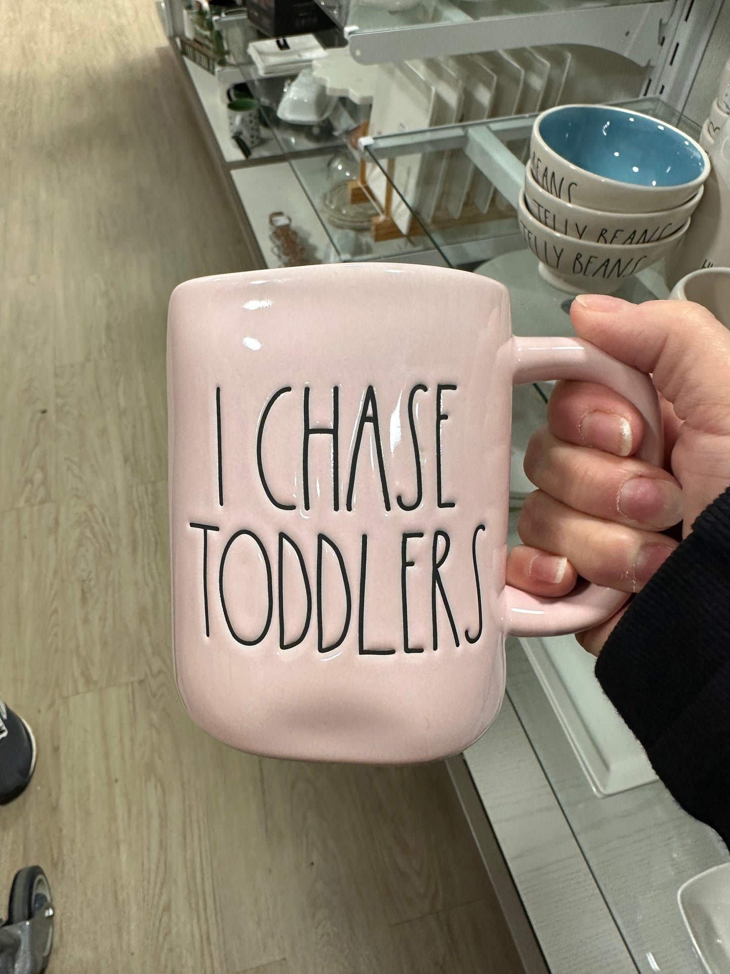 Rae Dunn I Chase Toddlers Pink Cup with Black Lettering