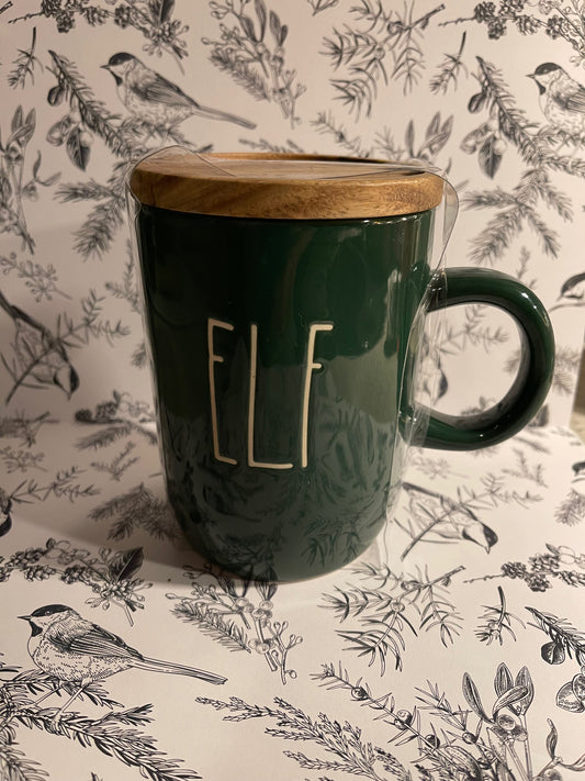 Rae Dunn Elf Mug with Coaster Lid