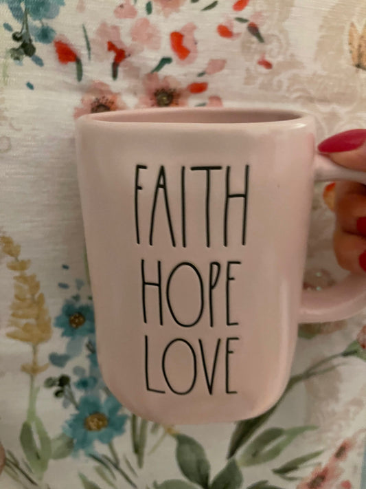 Rae Dunn Faith, Hope, Love Pink Cup