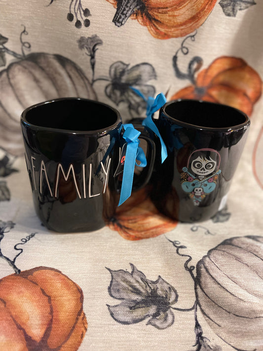 Rae Dunn Family Black Mug with Family image on back