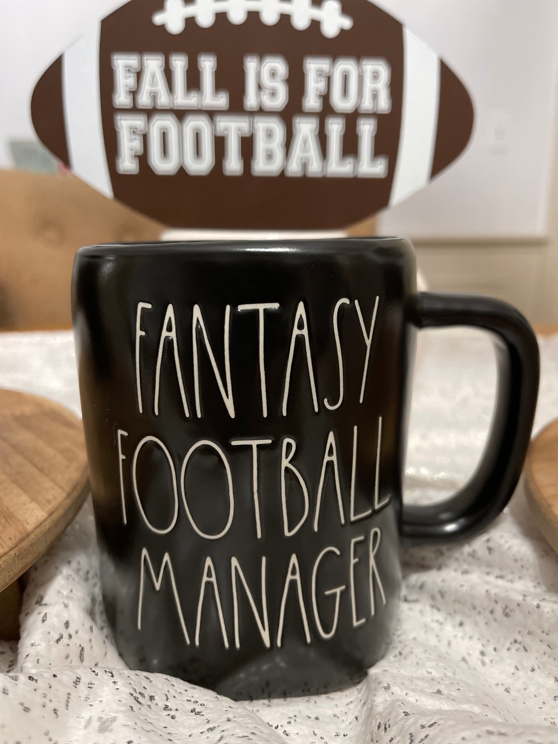 Rae Dunn Fantasy FootBall Manager Black and White Mugs