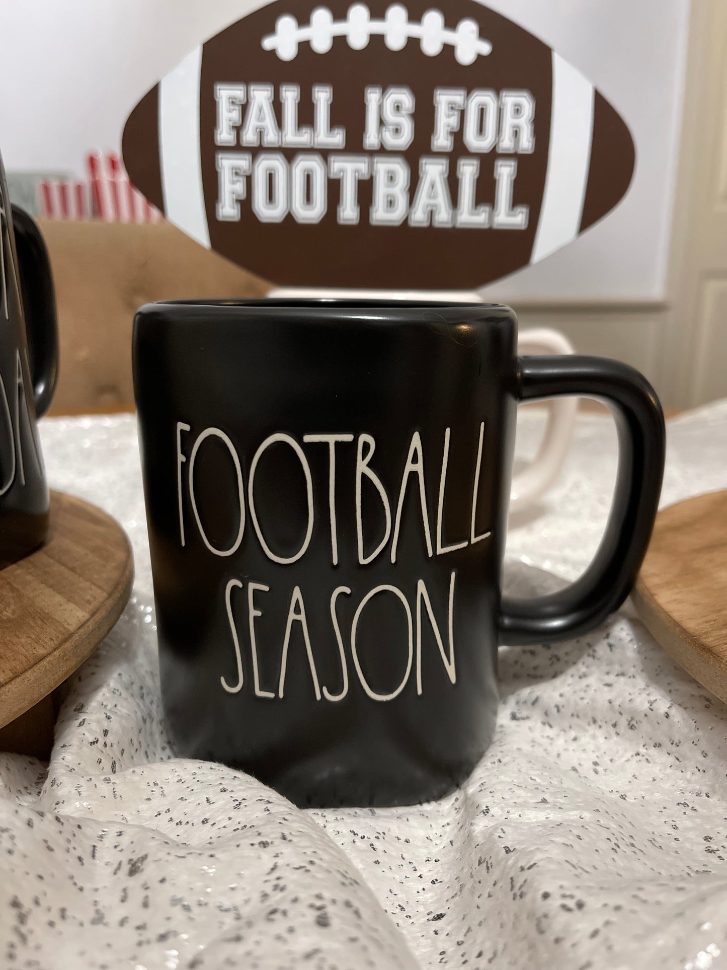 Rae Dunn Football Season Black and White Mug