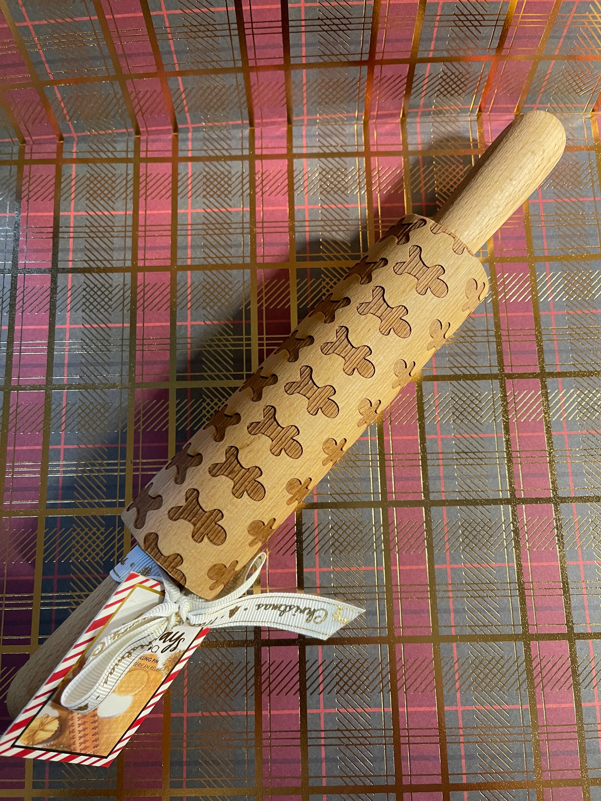 GingerBread Rolling Pin Small with GingerBread Man Pattern