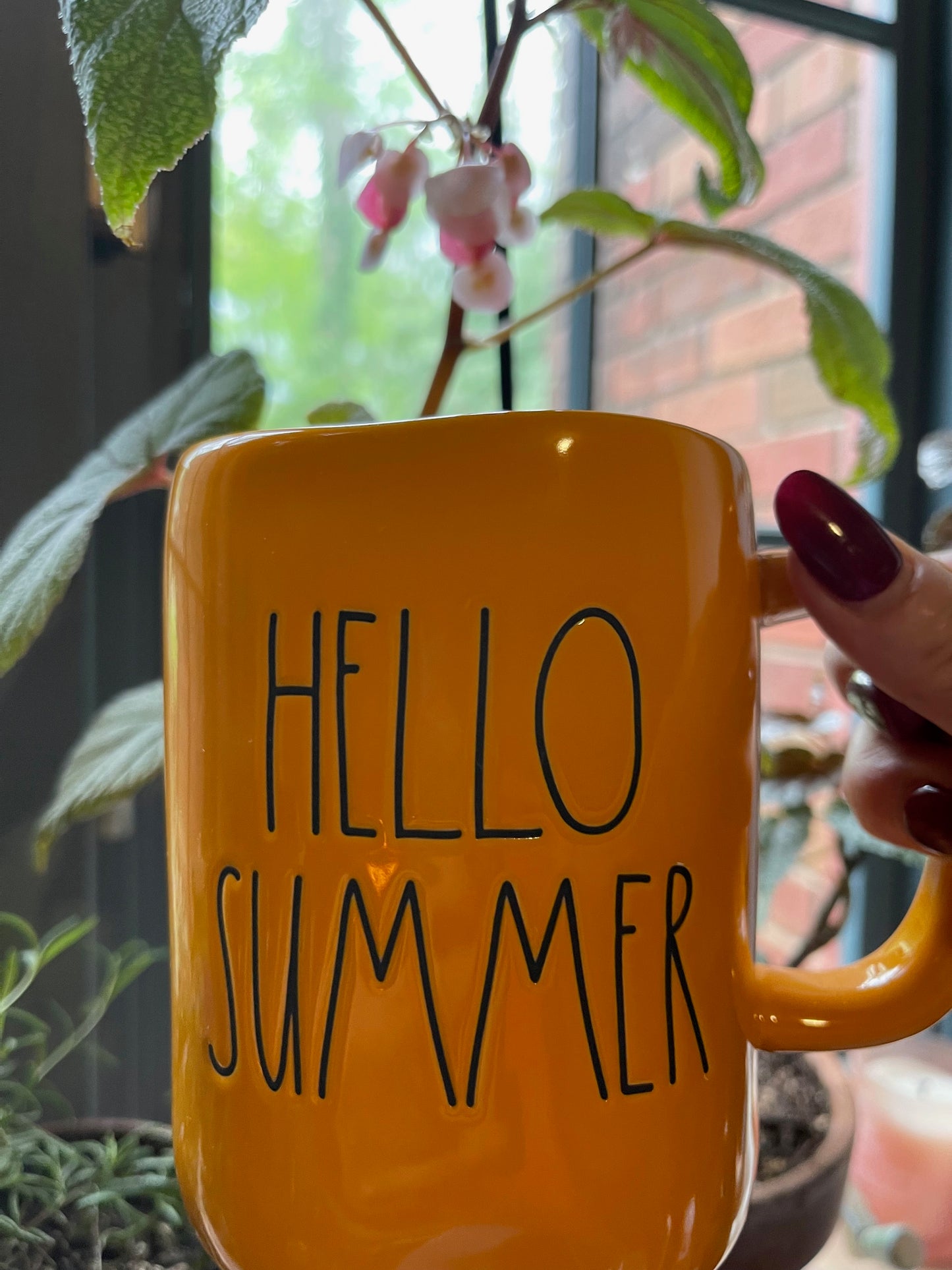 Rae Dunn "Hello Summer" Orange with Black Lettering