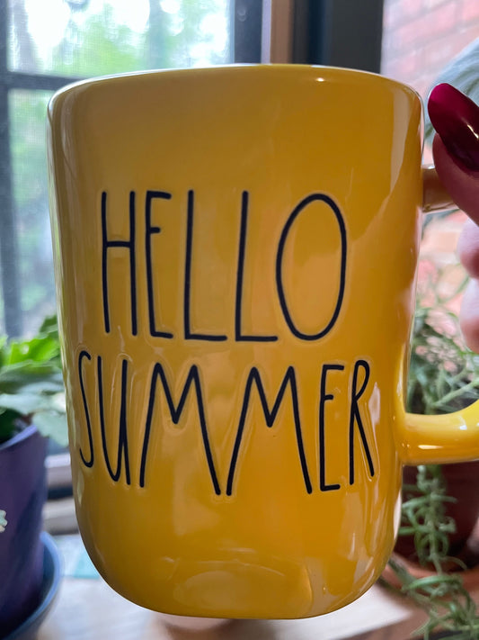 Rae Dunn Hello Summer Yellow with Black Lettering