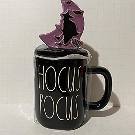 Rae Dunn Hocus Pocus Black Topper with Purple Moon and Witch