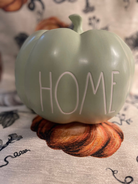 Rae Dunn Home Pumpkin Light Green with White Lettering