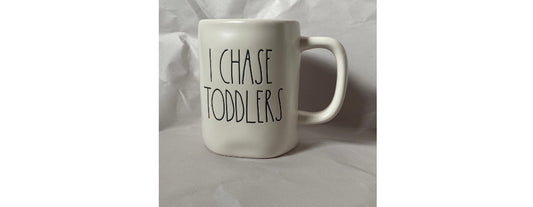 Rae Dunn I Chase Toddlers White Cup with Black Lettering