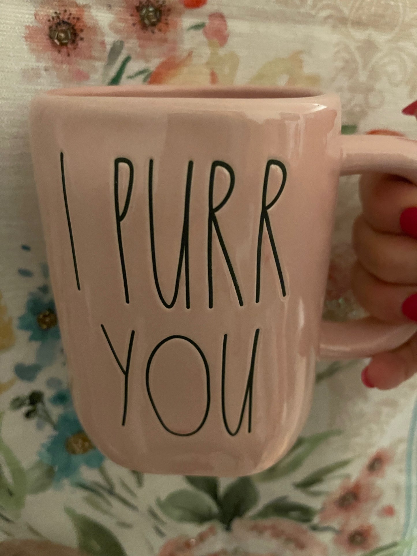 Rae Dunn I Purr You Pink with Black Lettering