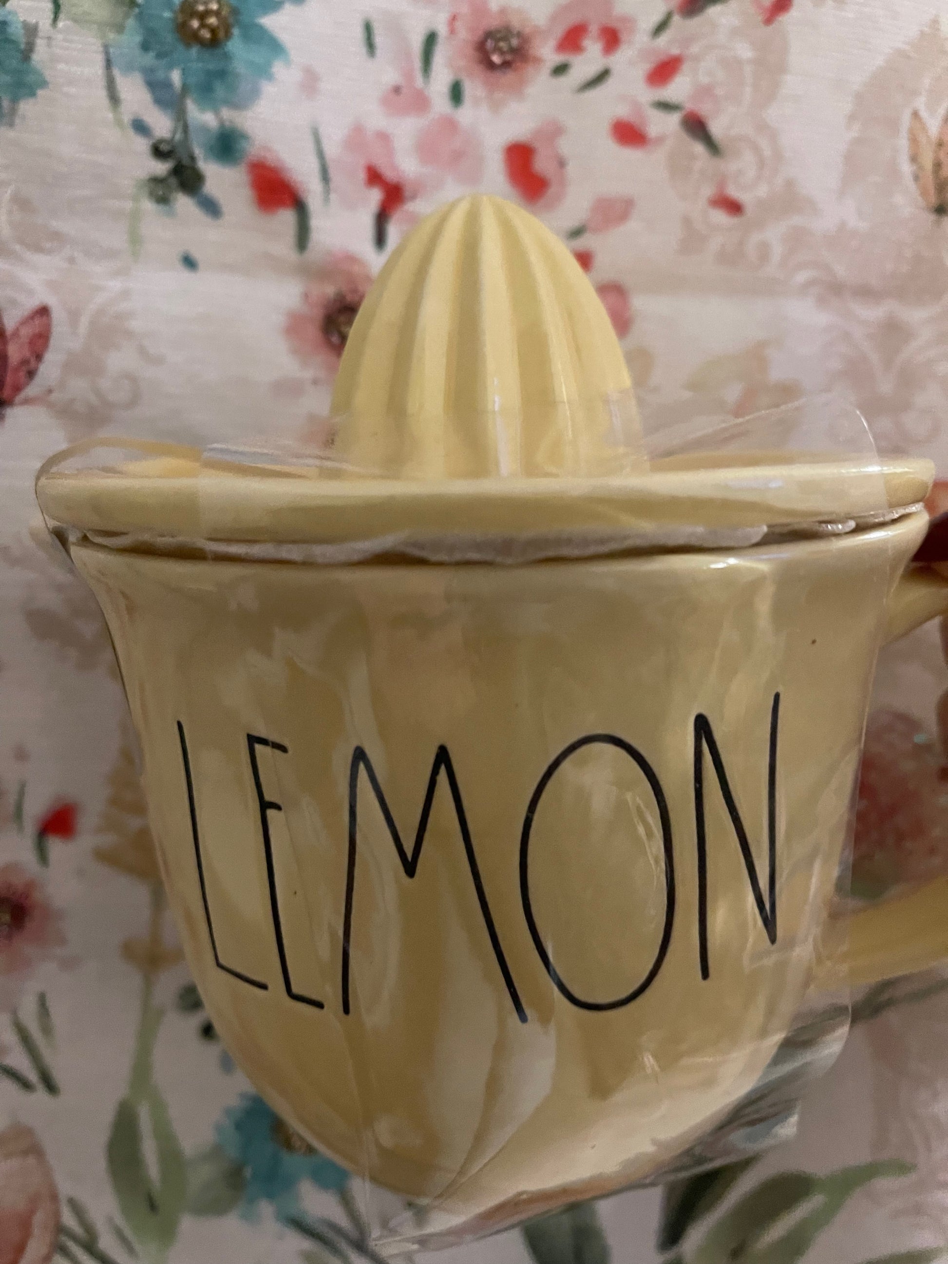 Rae Dunn Lemon Juicer with Bowl Yellow with Black Lettering