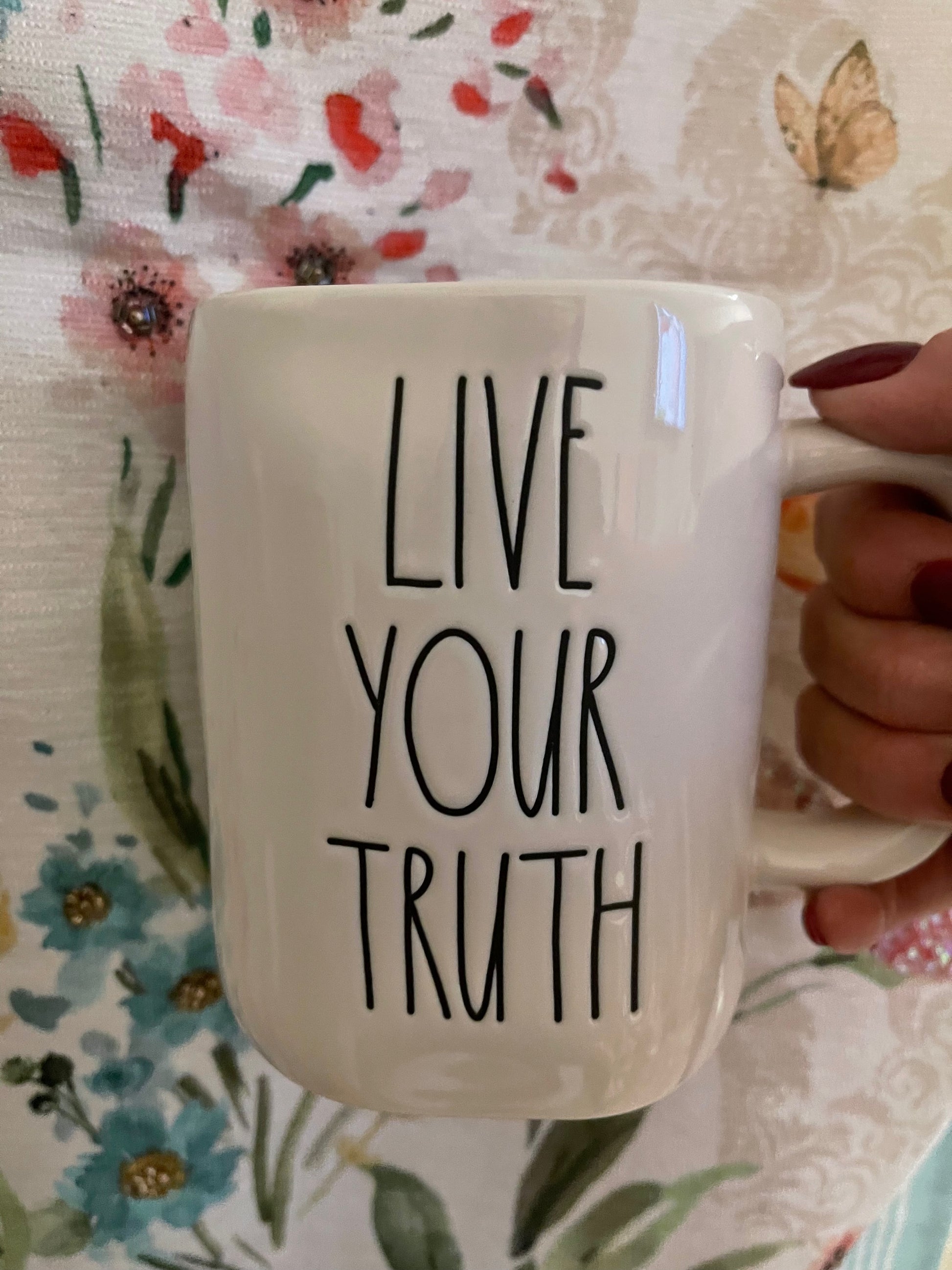 Rae Dunn Live Your Truth White with Black Lettering