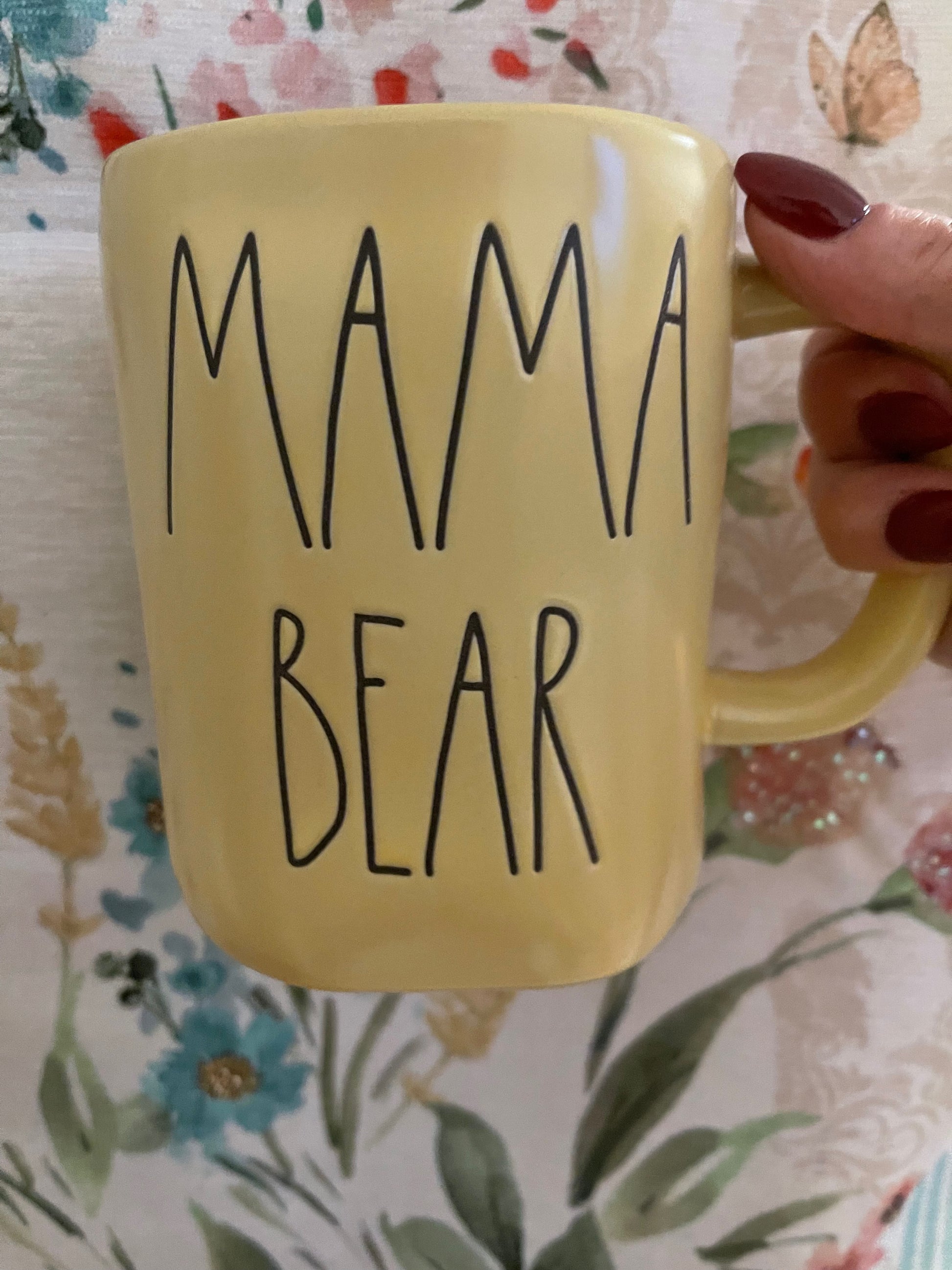 Rae Dunn Mama Bear Yellow with Black Lettering