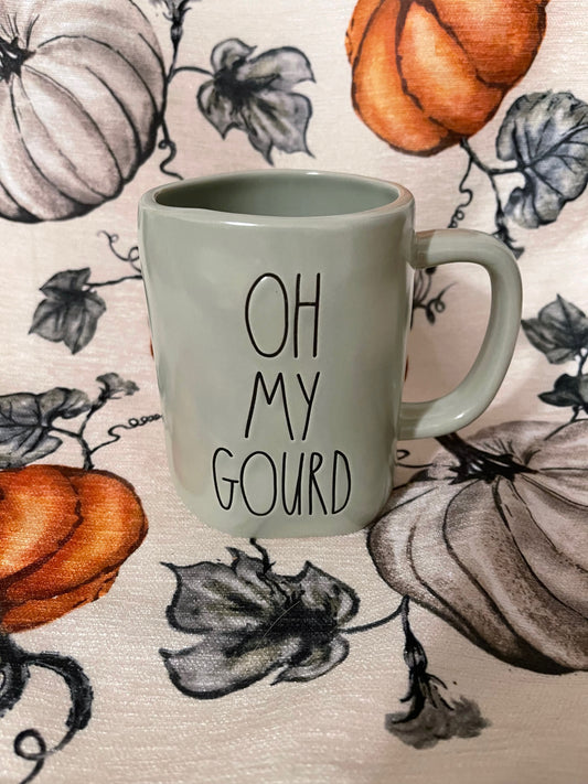 Rae Dunn Oh My Gourd Green with Black Lettering