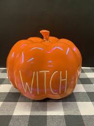 Rae Dunn Orange Witch Iridescent Pumpkin 